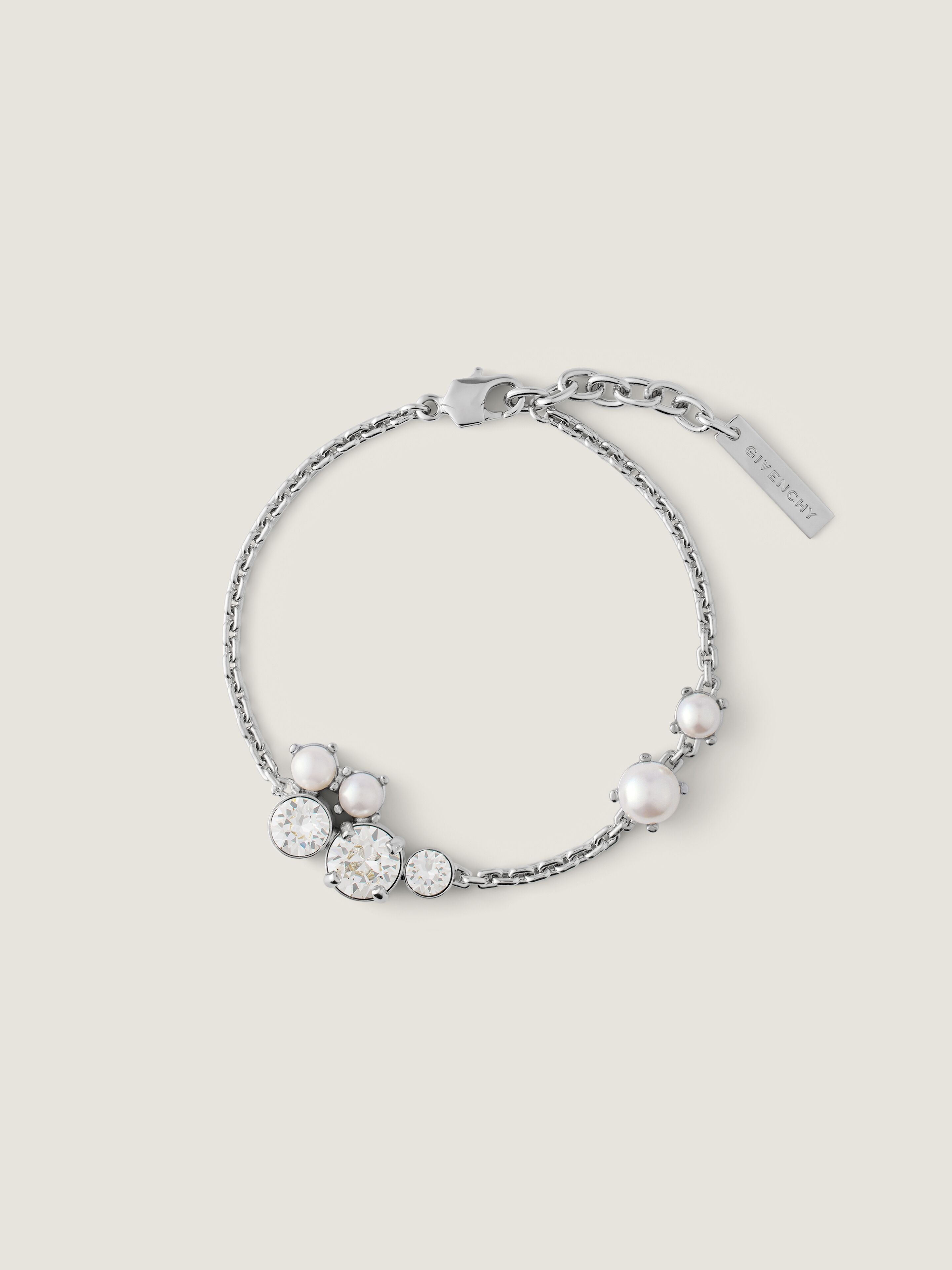 Crystal Pearl bracelet necklace in metal, crystals and pearls